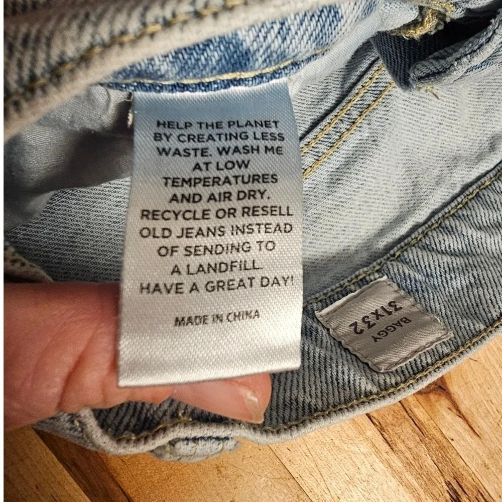 PacSun Baggy Cargo Jeans Light Wash Blue Denim Utility Pants 31x32 Mens